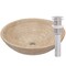 Novatto Beige Travertine Vessel Sink and Brushed Nickel Umbrella Drain NOSV-BTBN - alternate 1